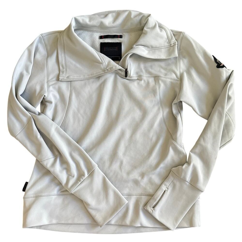 Women’s Mountain Standard Grey Asymmetrical 1/4 Zip Fleece Pullover Top Small